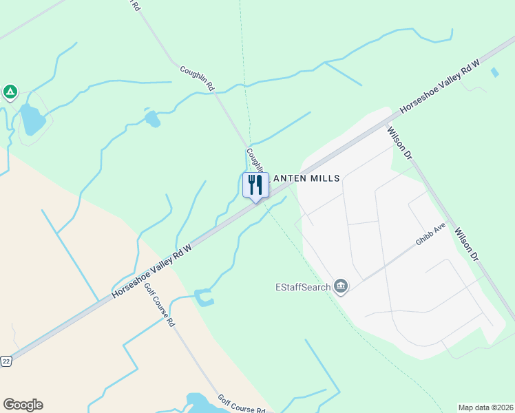 map of restaurants, bars, coffee shops, grocery stores, and more near 4047 Horseshoe Valley Road West in Minesing