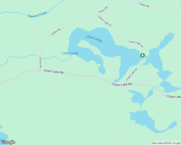 map of restaurants, bars, coffee shops, grocery stores, and more near 8218-8280 Chain Lake Road in South Branch