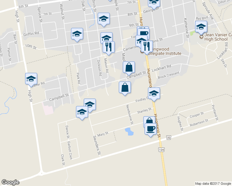 map of restaurants, bars, coffee shops, grocery stores, and more near 70 Campbell Street in Collingwood