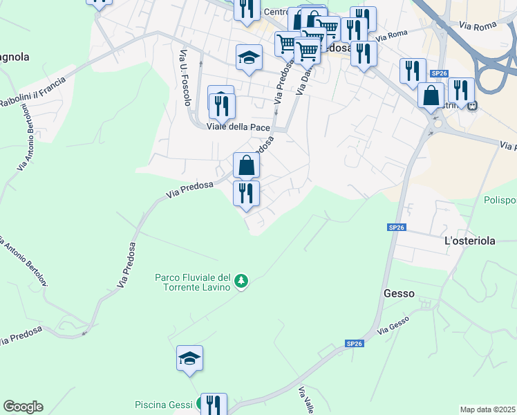 map of restaurants, bars, coffee shops, grocery stores, and more near 16 Via Serena in Zola Predosa