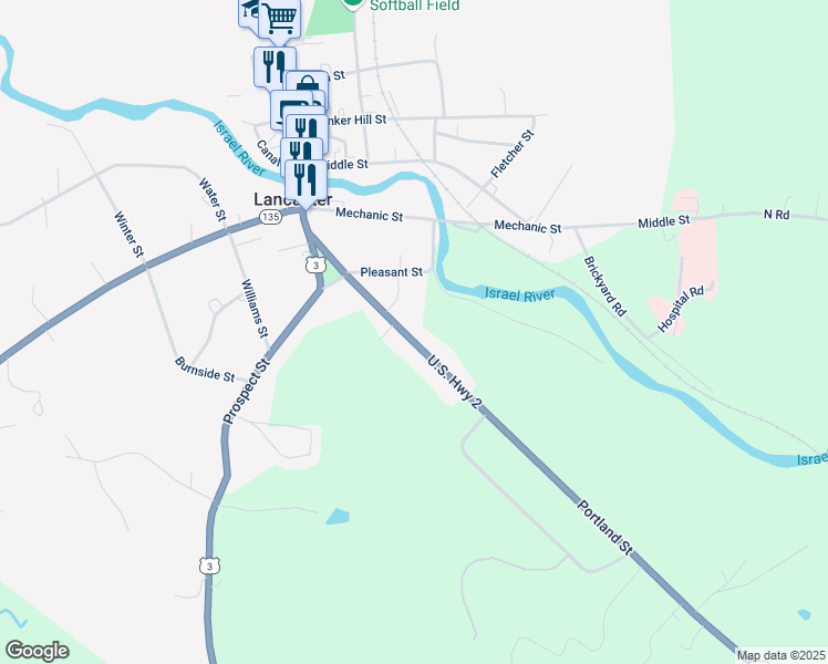 map of restaurants, bars, coffee shops, grocery stores, and more near 64 Portland Street in Lancaster