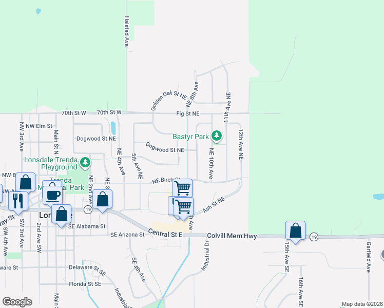 map of restaurants, bars, coffee shops, grocery stores, and more near 421 Northeast 9th Avenue in Lonsdale