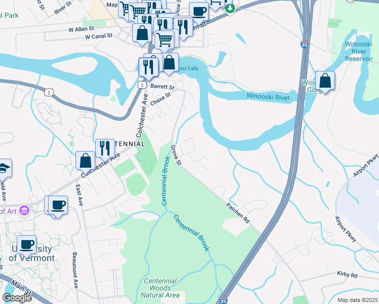 map of restaurants, bars, coffee shops, grocery stores, and more near 131 Bayberry Circle in Burlington