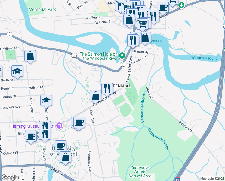 map of restaurants, bars, coffee shops, grocery stores, and more near 10 Nash Pl in Burlington