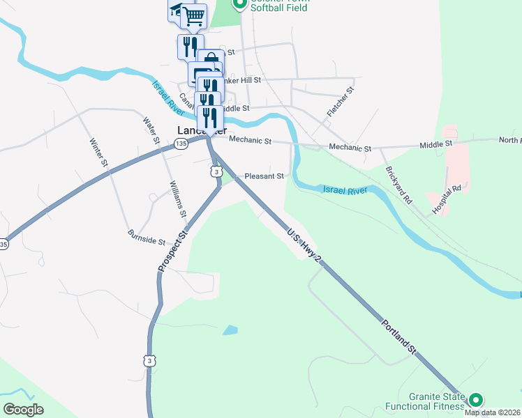 map of restaurants, bars, coffee shops, grocery stores, and more near 39 Portland Street in Lancaster