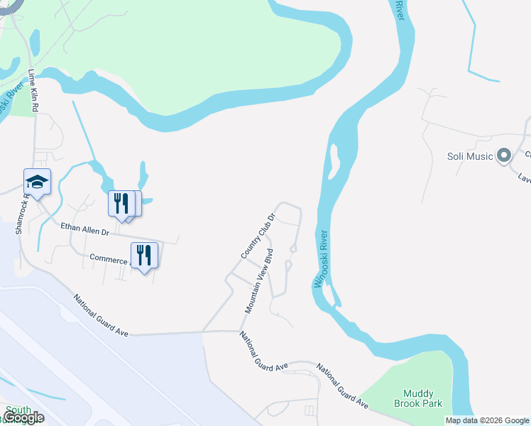 map of restaurants, bars, coffee shops, grocery stores, and more near 426 Country Club Drive in South Burlington