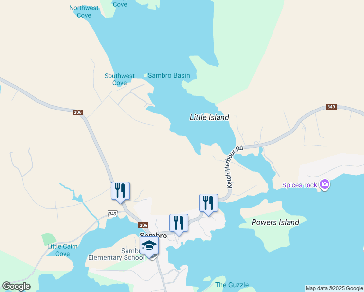 map of restaurants, bars, coffee shops, grocery stores, and more near Ketch Harbour Road in Sambro