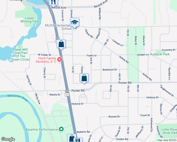 map of restaurants, bars, coffee shops, grocery stores, and more near 911 3rd Street in Plover