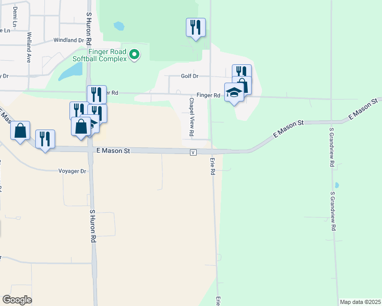 map of restaurants, bars, coffee shops, grocery stores, and more near 3466 East Mason Street in Green Bay