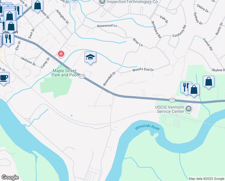 map of restaurants, bars, coffee shops, grocery stores, and more near in Essex