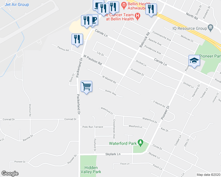 map of restaurants, bars, coffee shops, grocery stores, and more near 1566 Rustic Way in Green Bay