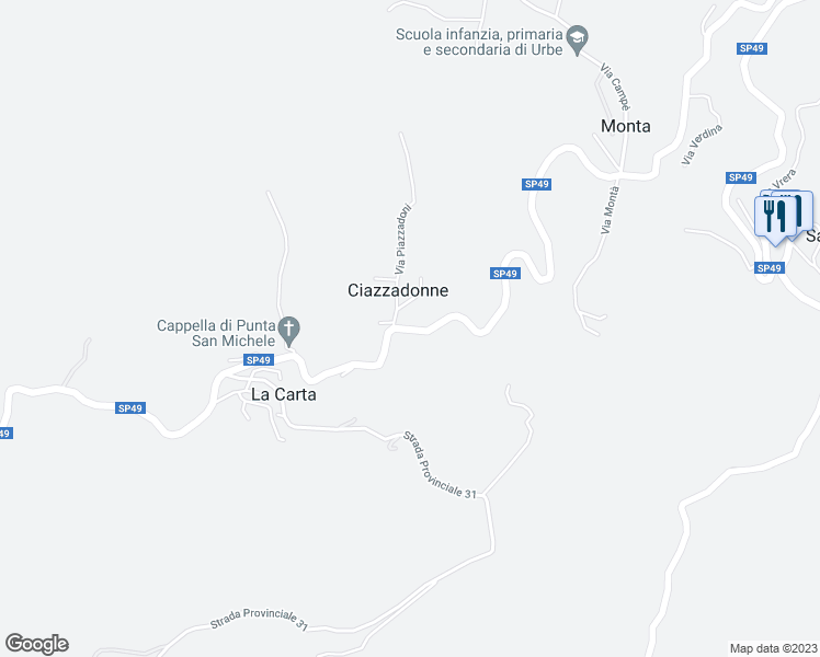 map of restaurants, bars, coffee shops, grocery stores, and more near 65A Via Savona in Ciazzadonne