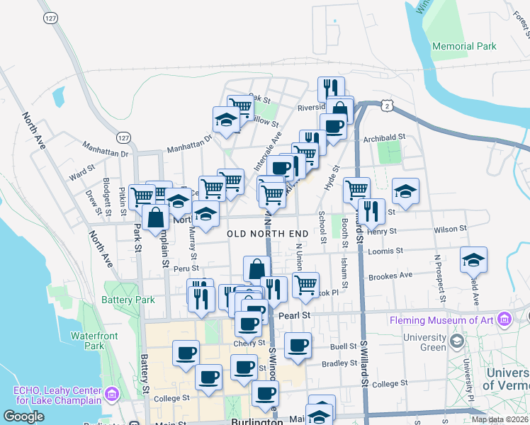 map of restaurants, bars, coffee shops, grocery stores, and more near 21 Cloarec Court in Burlington