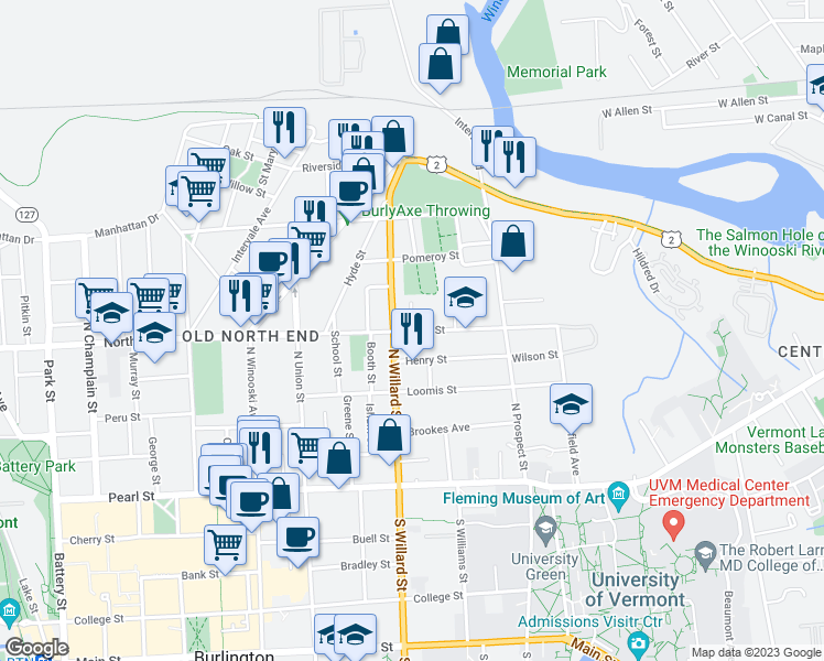 map of restaurants, bars, coffee shops, grocery stores, and more near 2 Dans Court in Burlington