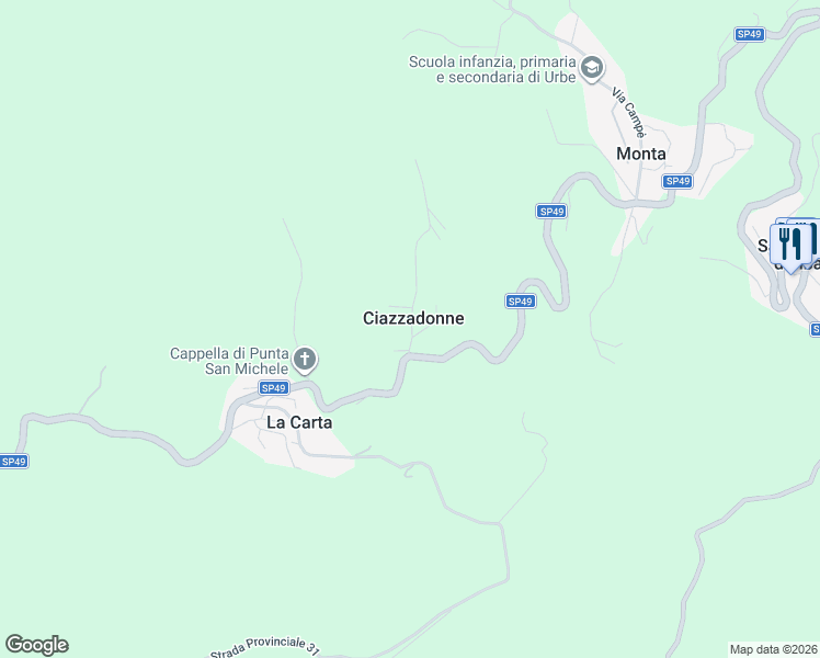 map of restaurants, bars, coffee shops, grocery stores, and more near 6 Via Piazzadoni in Ciazzadonne