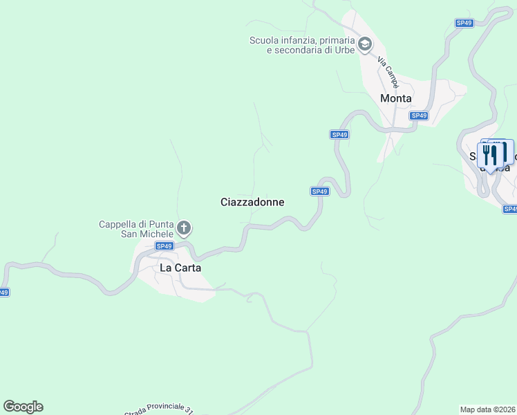 map of restaurants, bars, coffee shops, grocery stores, and more near 11 Via Piazzadoni in Ciazzadonne