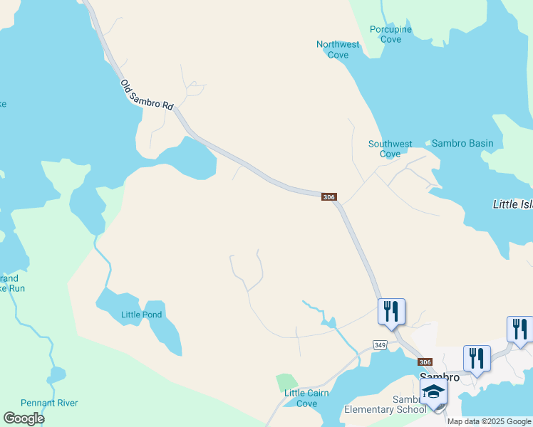 map of restaurants, bars, coffee shops, grocery stores, and more near 3387 Old Sambro Road in Williamswood