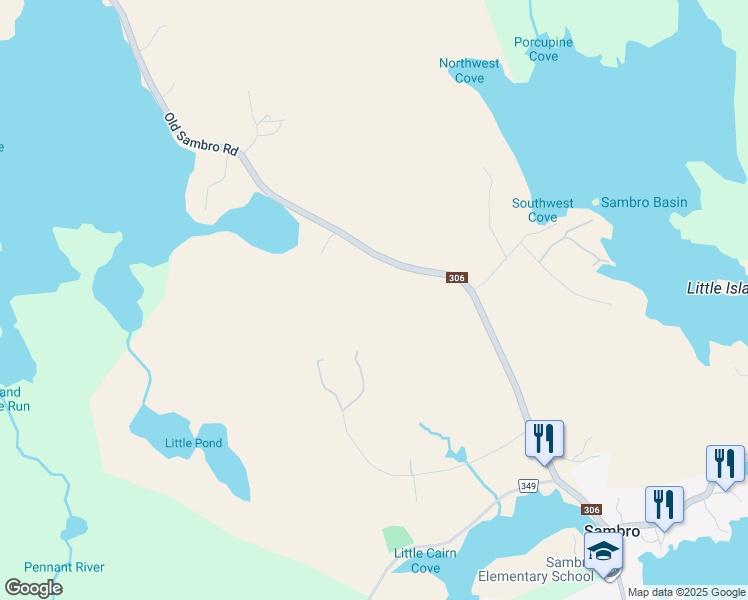 map of restaurants, bars, coffee shops, grocery stores, and more near 3387 Old Sambro Road in Williamswood