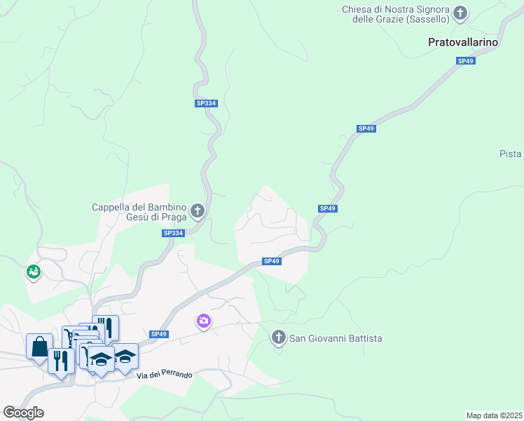 map of restaurants, bars, coffee shops, grocery stores, and more near 29 Località Brigiola in Sassello