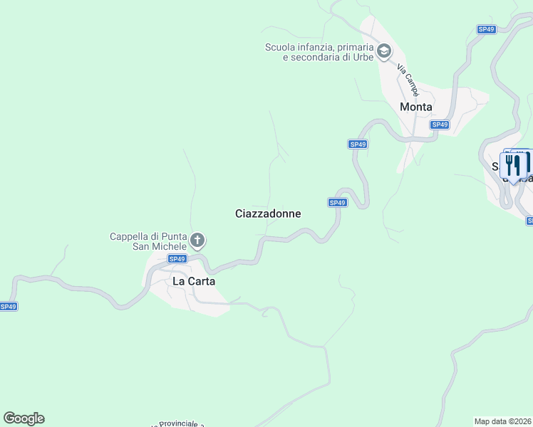 map of restaurants, bars, coffee shops, grocery stores, and more near 6 Via Piazzadoni in Ciazzadonne