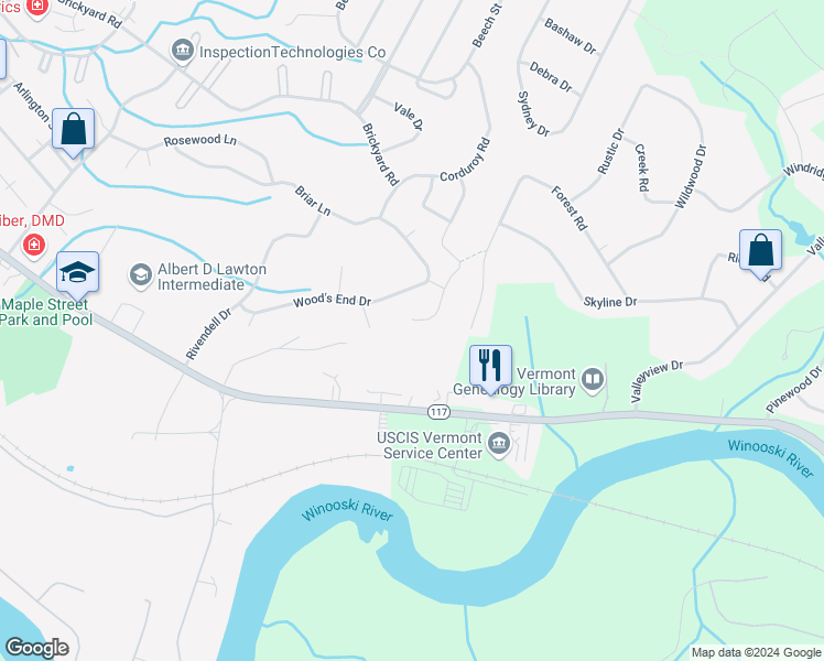 map of restaurants, bars, coffee shops, grocery stores, and more near 62 Kiln Road in Essex