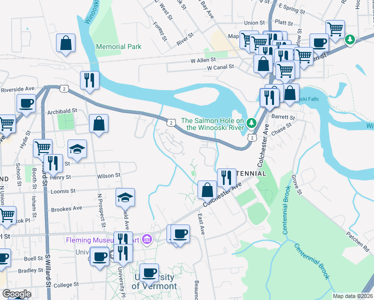 map of restaurants, bars, coffee shops, grocery stores, and more near 185 Hildred Drive in Burlington
