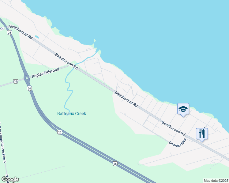 map of restaurants, bars, coffee shops, grocery stores, and more near Beachwood Road in Collingwood