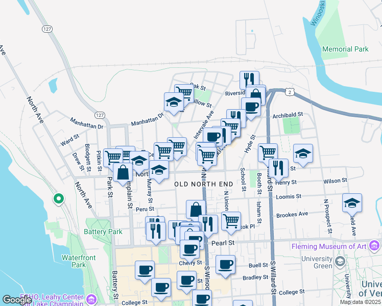 map of restaurants, bars, coffee shops, grocery stores, and more near 21 Cloarec Court in Burlington