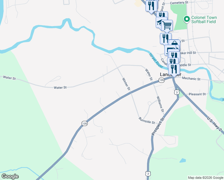 map of restaurants, bars, coffee shops, grocery stores, and more near 11 Spring Street in Lancaster