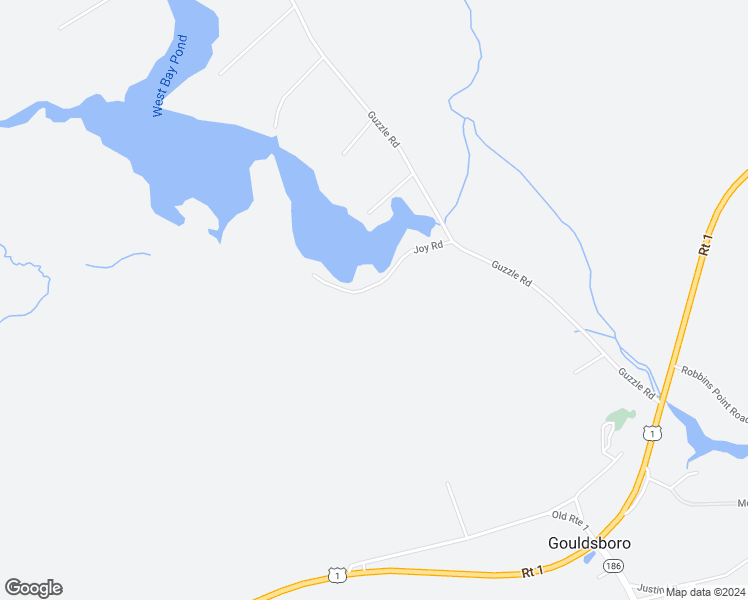 map of restaurants, bars, coffee shops, grocery stores, and more near 68 Joy Road in Gouldsboro