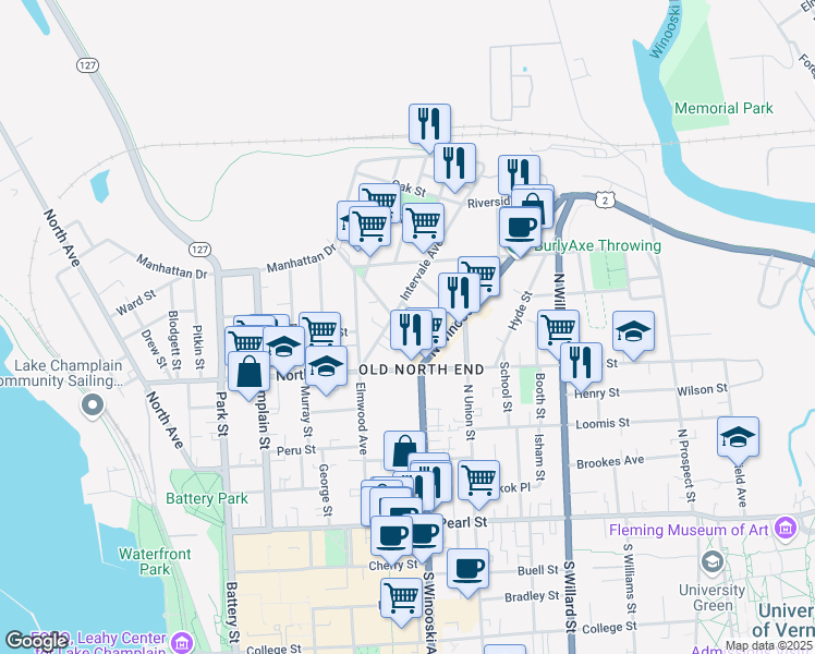 map of restaurants, bars, coffee shops, grocery stores, and more near 21 Cloarec Court in Burlington