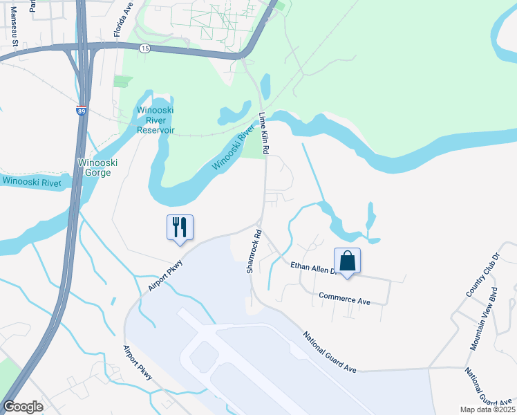 map of restaurants, bars, coffee shops, grocery stores, and more near 418 Lime Kiln Road in South Burlington