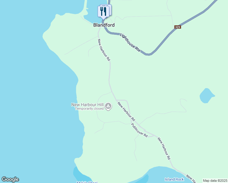 map of restaurants, bars, coffee shops, grocery stores, and more near 173 New Harbour Road in Hubbards