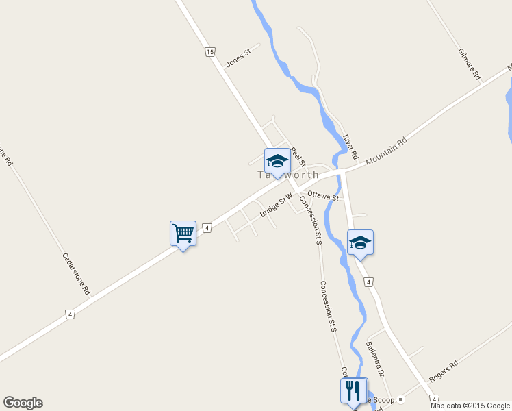 map of restaurants, bars, coffee shops, grocery stores, and more near 704 Addington Street in Tamworth