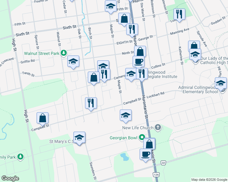 map of restaurants, bars, coffee shops, grocery stores, and more near 22 Rhonda Road in Collingwood
