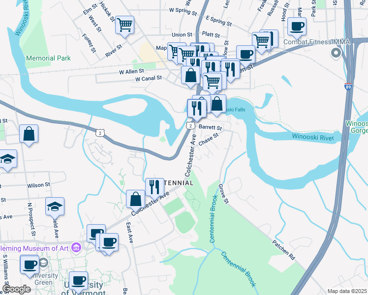 map of restaurants, bars, coffee shops, grocery stores, and more near 236 Riverside Avenue in Burlington