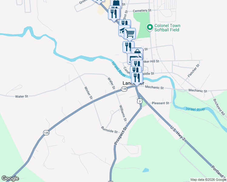 map of restaurants, bars, coffee shops, grocery stores, and more near 5 Water Street in Lancaster