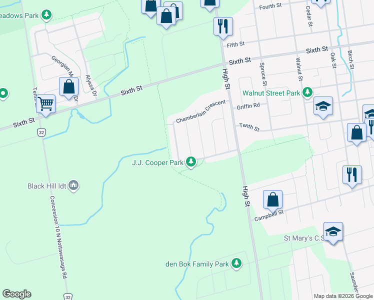 map of restaurants, bars, coffee shops, grocery stores, and more near 32 Davis Street in Collingwood