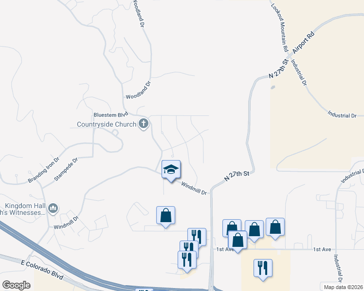map of restaurants, bars, coffee shops, grocery stores, and more near 613 North 27th Street in Spearfish