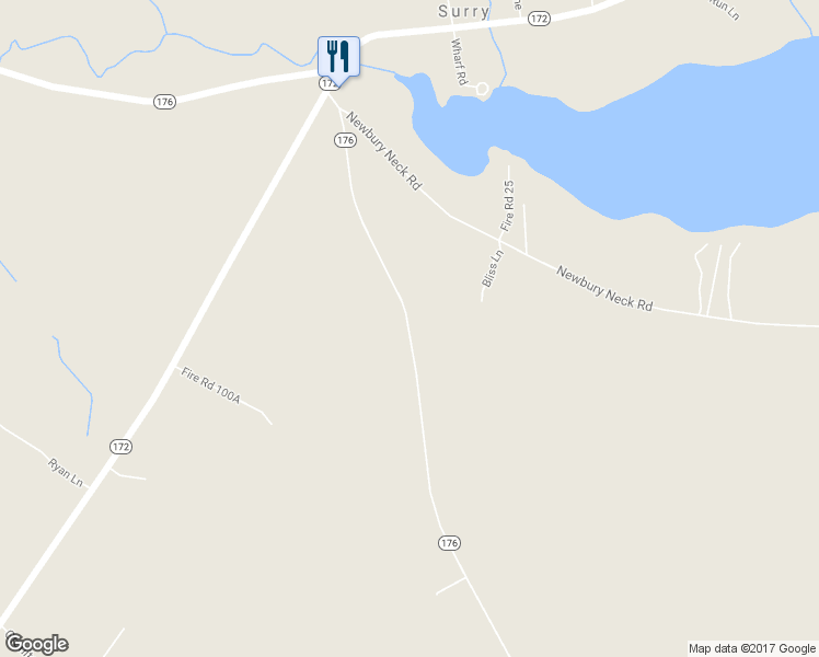 map of restaurants, bars, coffee shops, grocery stores, and more near 102 Morgan Bay Road in Surry