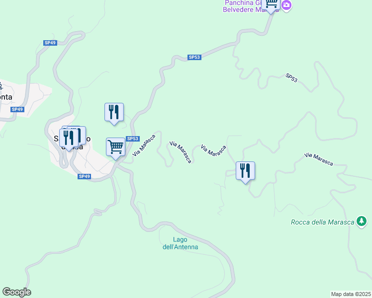 map of restaurants, bars, coffee shops, grocery stores, and more near 28 Via Marasca in Provincia di Savona