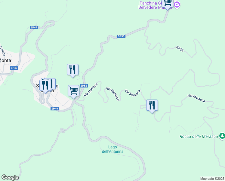 map of restaurants, bars, coffee shops, grocery stores, and more near 28 Via Marasca in Provincia di Savona