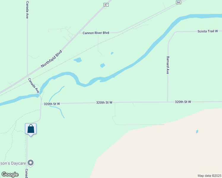 map of restaurants, bars, coffee shops, grocery stores, and more near 2549 320th Street West in Northfield