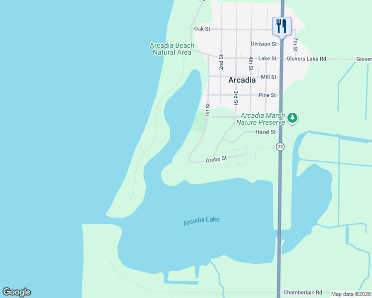 map of restaurants, bars, coffee shops, grocery stores, and more near 3128 Grebe Street in Arcadia