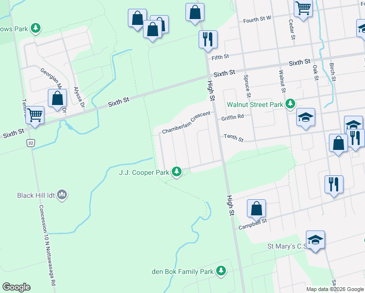 map of restaurants, bars, coffee shops, grocery stores, and more near 31 Davis Street in Collingwood