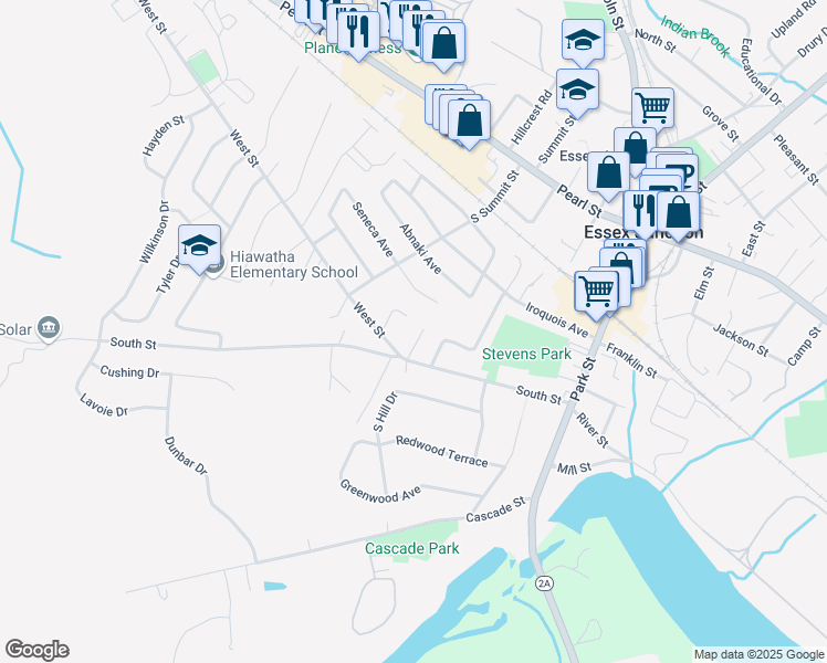 map of restaurants, bars, coffee shops, grocery stores, and more near 6 Doon Way in Essex