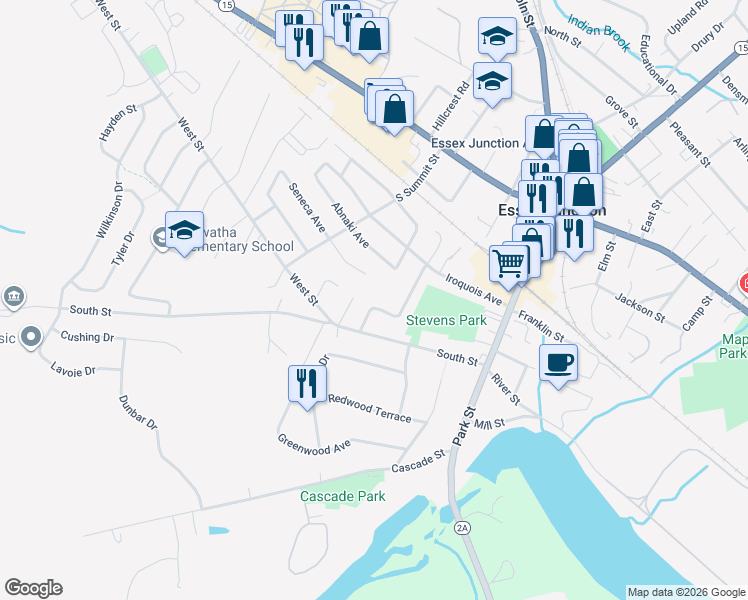 map of restaurants, bars, coffee shops, grocery stores, and more near 41 South Street in Essex