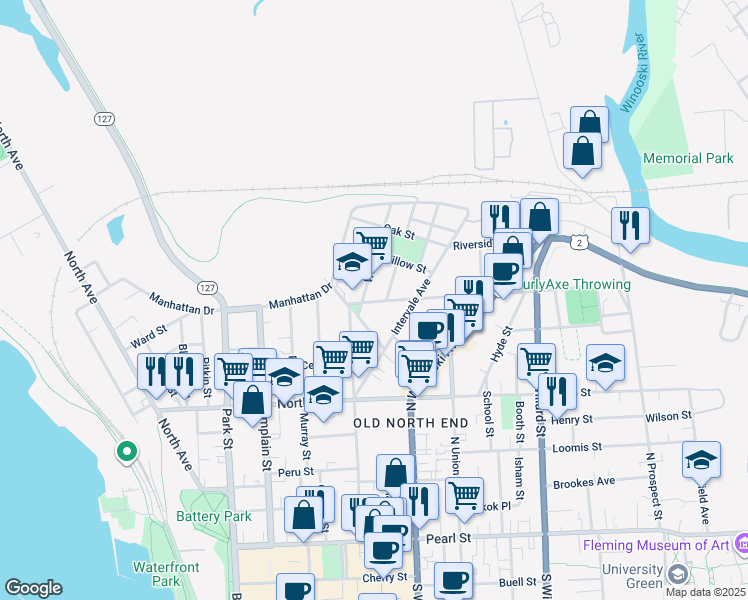 map of restaurants, bars, coffee shops, grocery stores, and more near 6 Archibald Street in Burlington