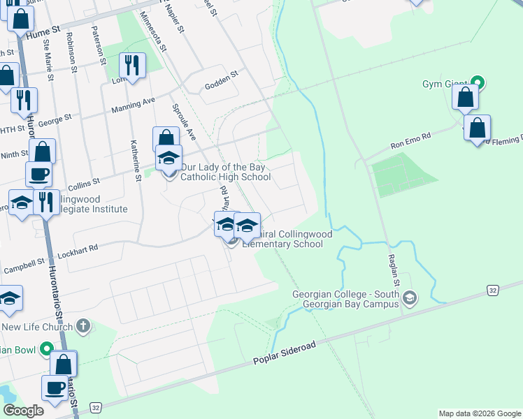map of restaurants, bars, coffee shops, grocery stores, and more near 49 Williams Street in Collingwood