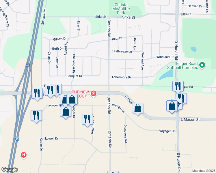 map of restaurants, bars, coffee shops, grocery stores, and more near 656 Ontario Road in Green Bay
